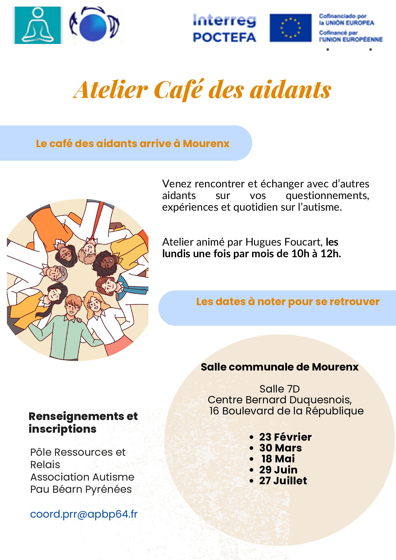 Ateliers Café des aidants Mourenx par Hugues Foucart de Février à Juillet 2026